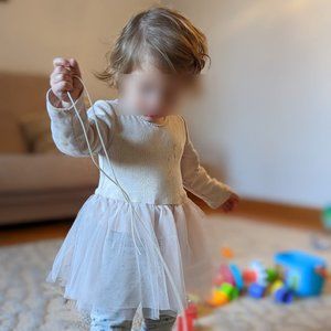 Festive Blush Baby Girl Bodysuit Dress with Attached Tutu 12-18 Months